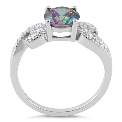 Sterling Silver Round Rainbow Topaz CZ Ring