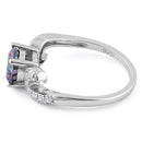 Sterling Silver Round Rainbow Topaz CZ Ring