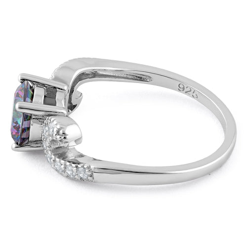 Sterling Silver Round Rainbow Topaz CZ Ring