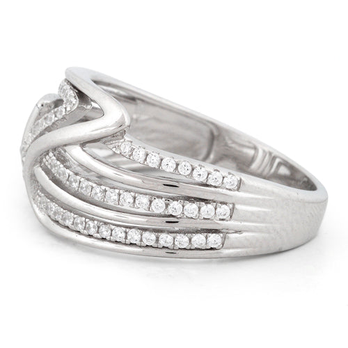 Sterling Silver Shark Fin Pave CZ Ring