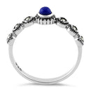 Sterling Silver Small Round Blue Lapis Marcasite Ring