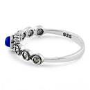 Sterling Silver Small Round Blue Lapis Marcasite Ring