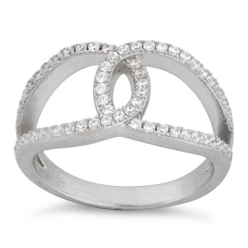 Sterling Silver Tangled Strings Pave CZ Ring