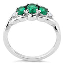 Sterling Silver Triple Oval Emerald CZ Ring