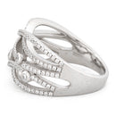 Sterling Silver Twisted Beads Pave CZ Ring