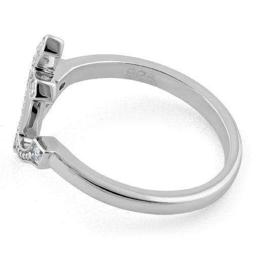 Sterling Silver Anchor Clear CZ Ring