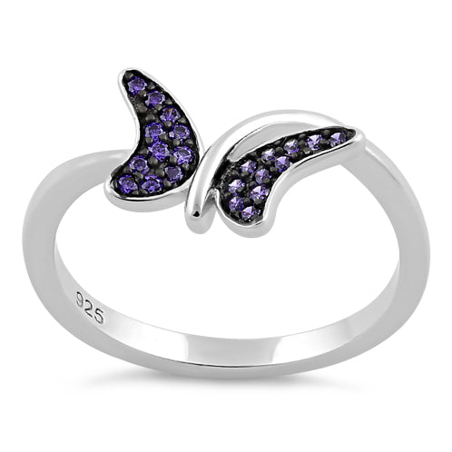 Sterling Silver Buttefly Amethyst CZ Ring