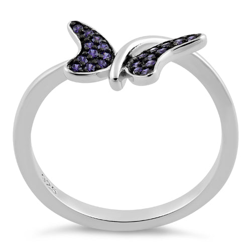 Sterling Silver Buttefly Amethyst CZ Ring
