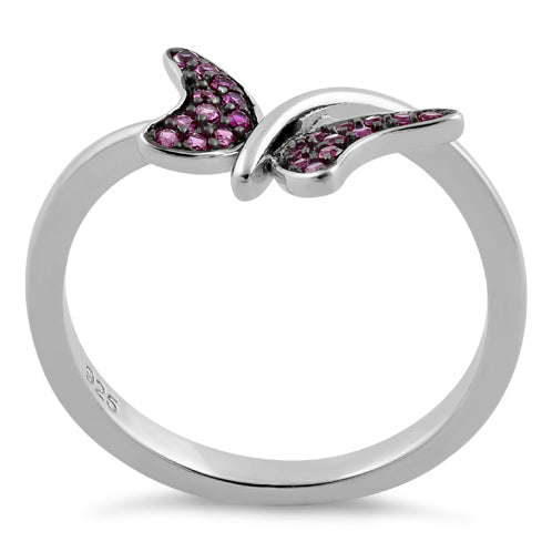 Sterling Silver Buttefly Ruby CZ Ring