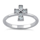 Sterling Silver Cross Clear CZ Ring