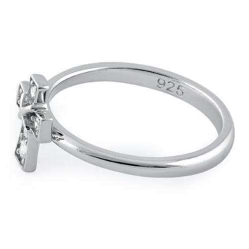 Sterling Silver Cross Clear CZ Ring