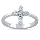 Sterling Silver Cross Clear CZ Ring