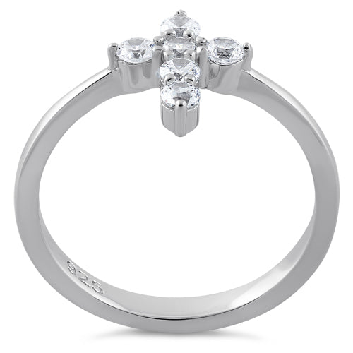 Sterling Silver Cross Clear CZ Ring