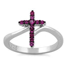 Sterling Silver Cross Pink CZ Ring