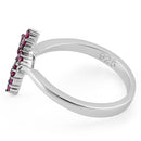 Sterling Silver Cross Pink CZ Ring