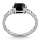 Sterling Silver Cushion Black CZ Ring