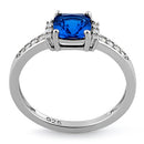 Sterling Silver Cushion Blue Spinel CZ Ring