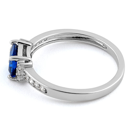 Sterling Silver Cushion Blue Spinel CZ Ring