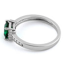 Sterling Silver Cushion Emerald CZ Ring
