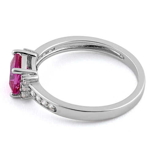 Sterling Silver Cushion Pink CZ Ring