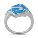 Sterling Silver Double Fish Tale Blue Lab Opal Ring