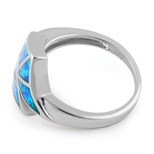 Sterling Silver Double Fish Tale Blue Lab Opal Ring