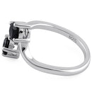 Sterling Silver Dual Round Cut Black CZ Ring