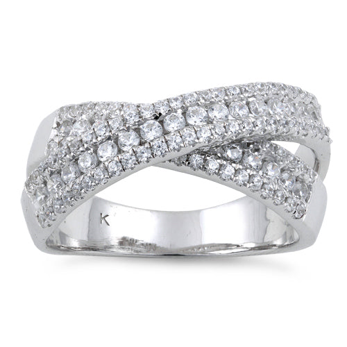 Sterling Silver Elegant Overlapping Clear CZ Ring