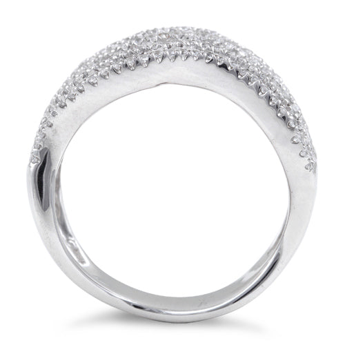 Sterling Silver Elegant Triple Wave Clear CZ Ring