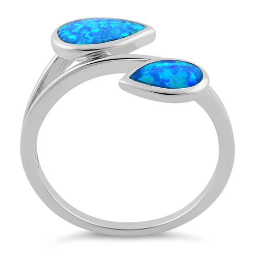 Sterling Silver Feather Blue Lab Opal Ring