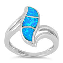 Sterling Silver Fire Shape Blue Lab Opal Ring