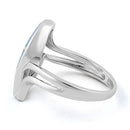 Sterling Silver Fire Shape Blue Lab Opal Ring