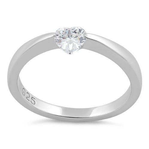 Sterling Silver Heart Clear CZ Ring