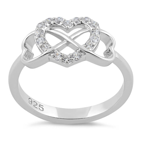 Sterling Silver Infinity Heart Clear CZ Ring