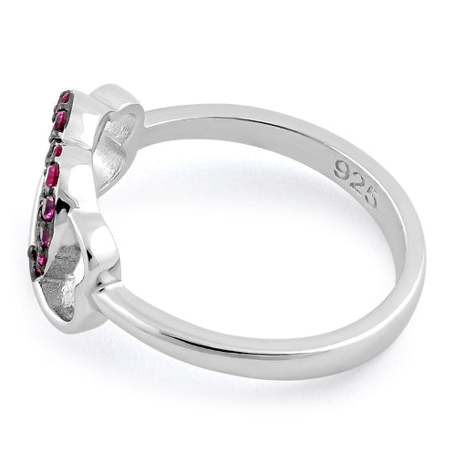 Sterling Silver Infinity Heart Ruby CZ Ring