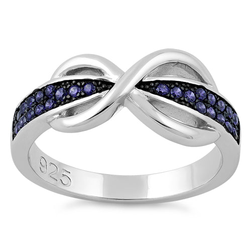 Sterling Silver Infinity Pave Dark Violet CZ Ring