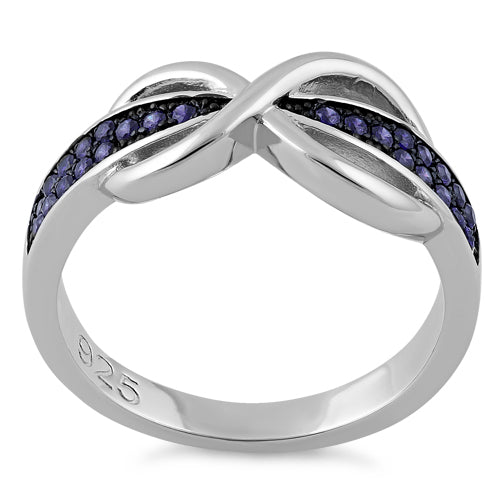 Sterling Silver Infinity Pave Dark Violet CZ Ring