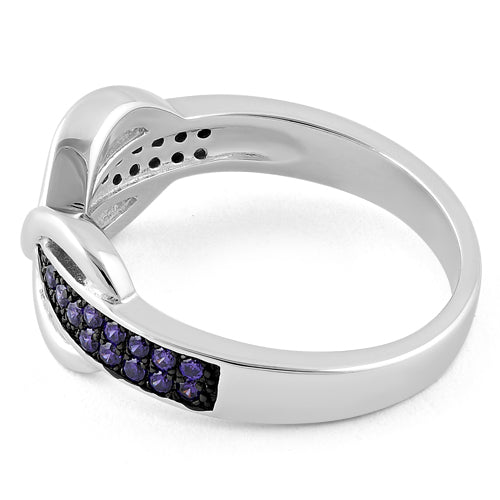 Sterling Silver Infinity Pave Dark Violet CZ Ring