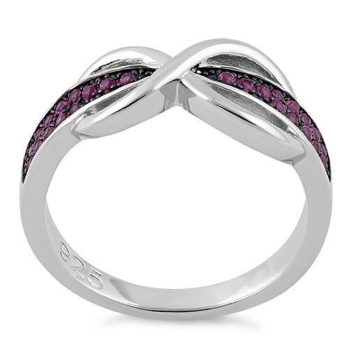 Sterling Silver Infinity Pave Pink CZ Ring