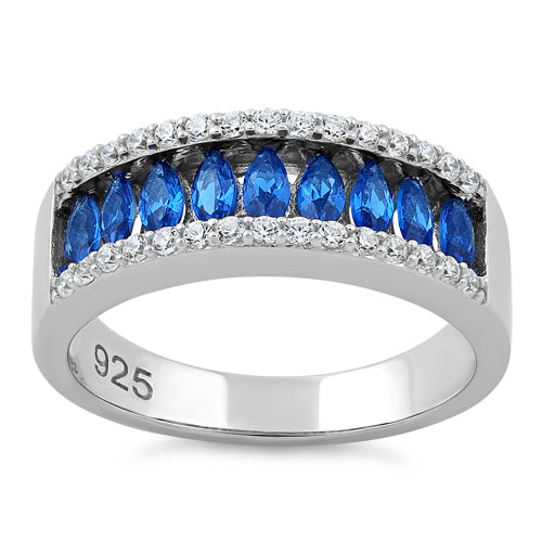 Sterling Silver Marquise Blue Spinel CZ Ring