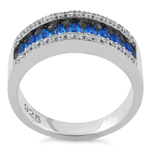 Sterling Silver Marquise Blue Spinel CZ Ring