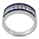 Sterling Silver Marquise Clear & Blue Spinel CZ Ring