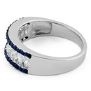 Sterling Silver Marquise Clear & Blue Spinel CZ Ring