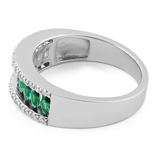 Sterling Silver Marquise Emerald CZ Ring