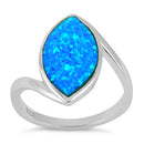 Sterling Silver Marquise Shape Blue Lab Opal Ring