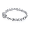 Sterling Silver Round Cut Beaded Clear CZ Ring