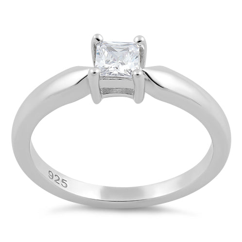 Sterling Silver Square Clear CZ Ring