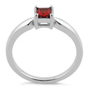 Sterling Silver Square Garnet CZ Ring