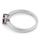 Sterling Silver Square Garnet CZ Ring