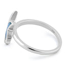 Sterling Silver Starfish Blue Lab Opal Ring